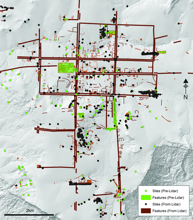 Map showing the main grid lines of Mahendraparvata.